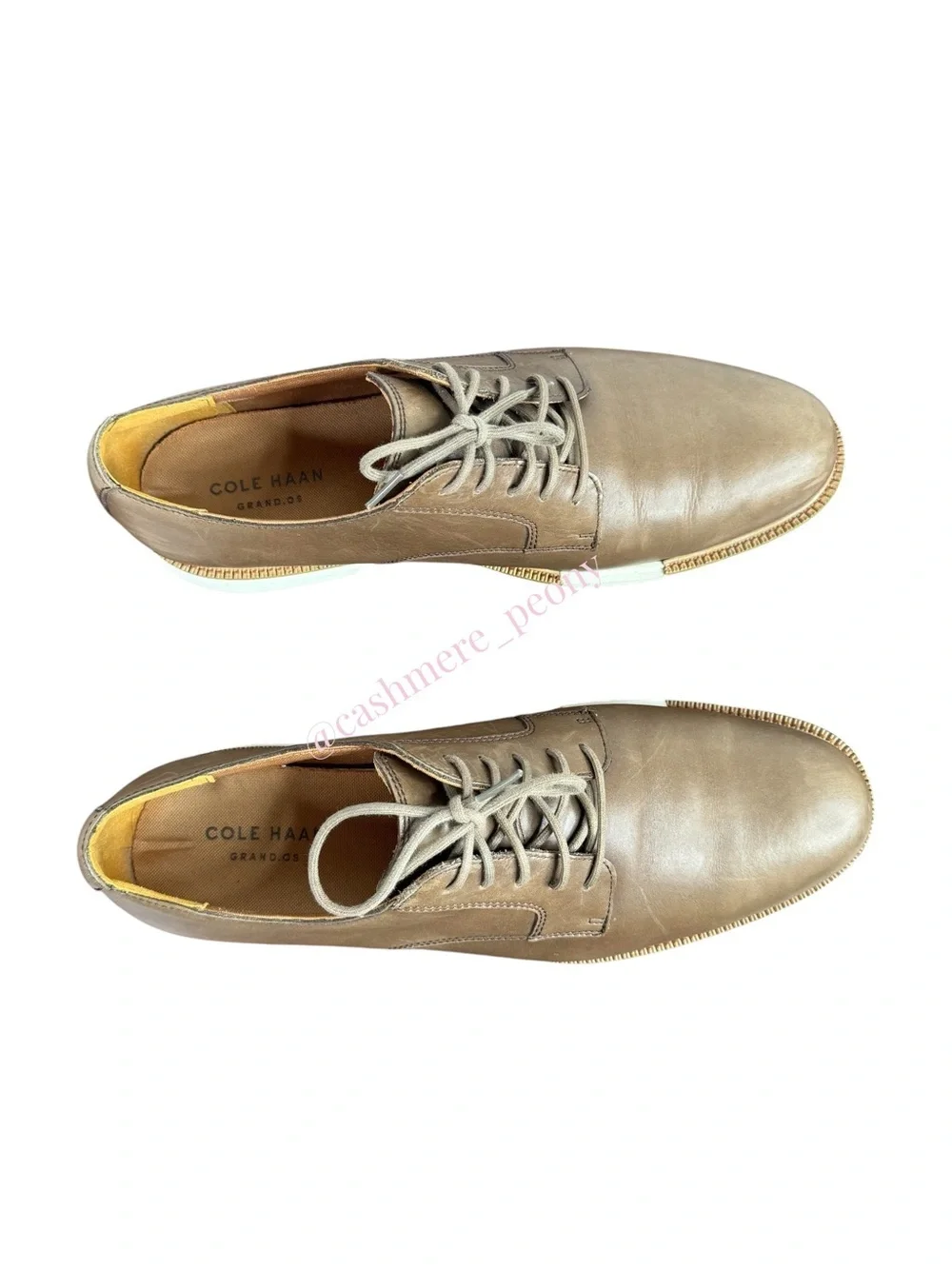 Cole Haan Mens Great Jones Plain Smoke Brown Leather Strap Oxford Size 12
